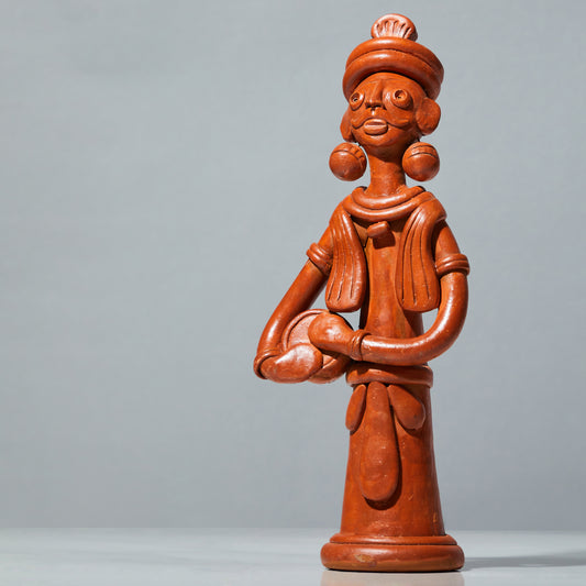 Terracotta sculpture, terracotta showpiece, Baul playing table front view