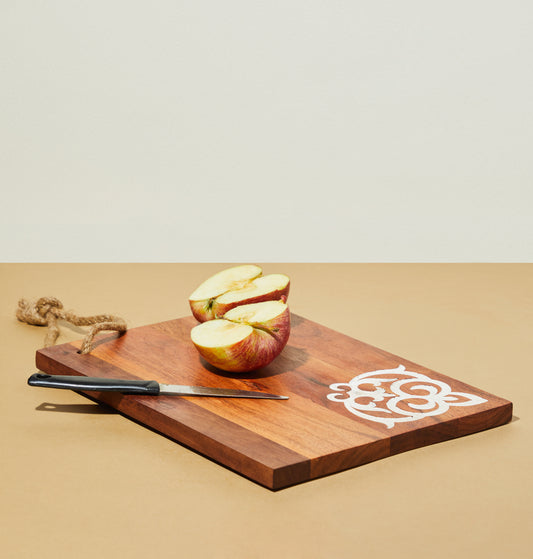 wooden chopping board, wooden board, top view