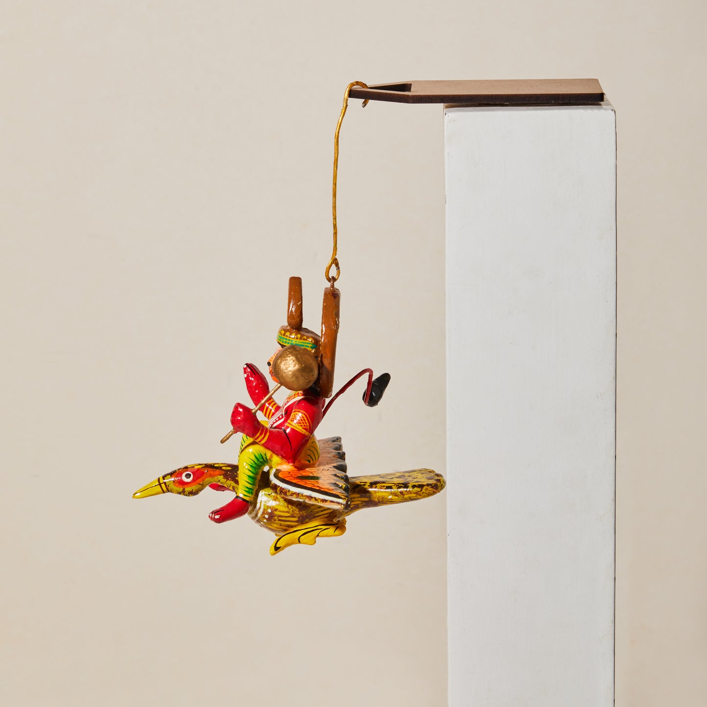 Flying Gods of Varanasi – Hanuman riding on a Bird, varanasi toy, hanging god, cabinet curio, side view