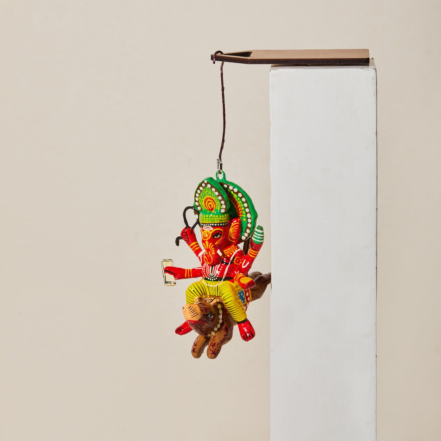 Flying Gods of Varanasi – Ganesha riding on a Bird, varanasi toy, hanging god, cabinet curio, front view