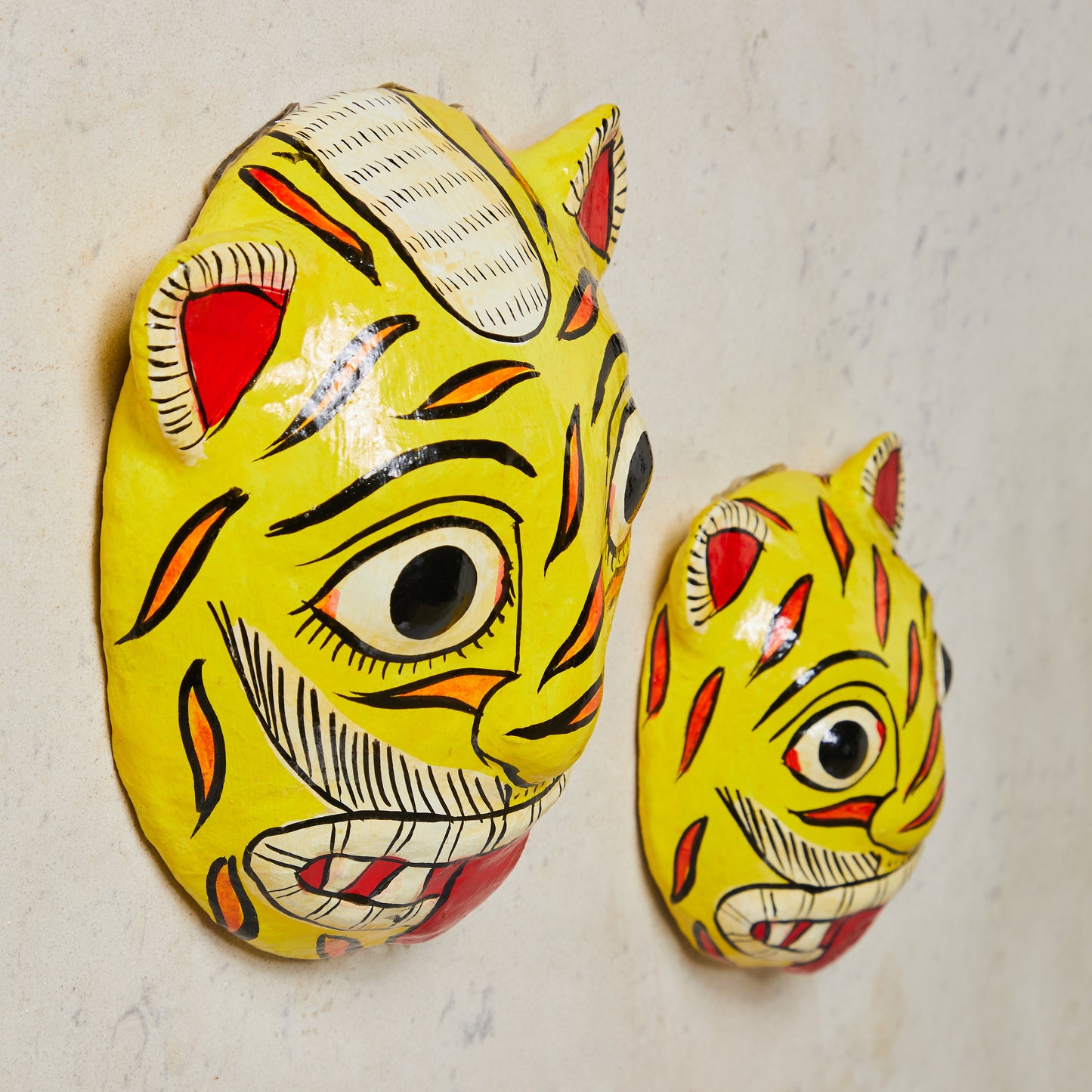 Cheriyal Tiger Wall Masks (Set of Two)