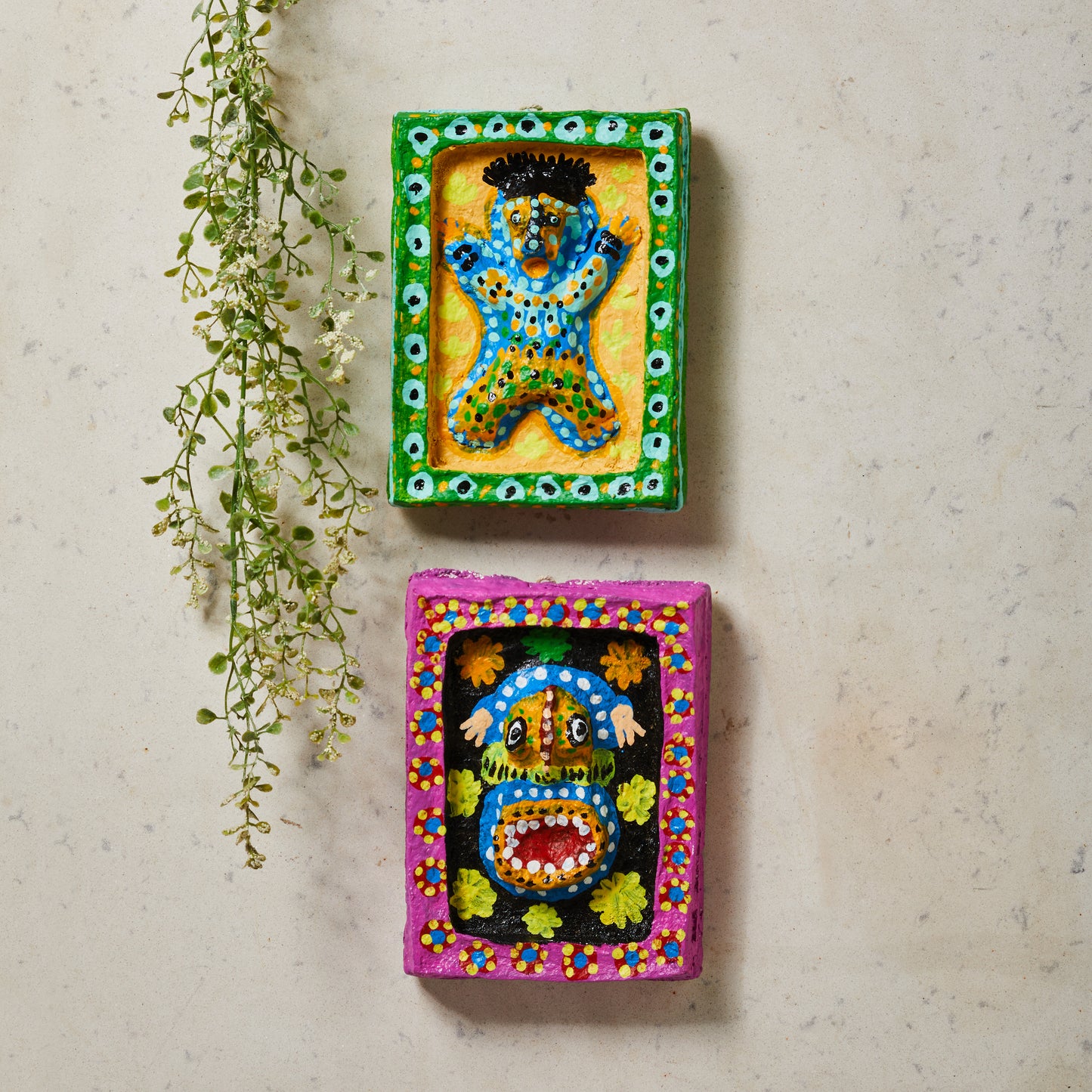 paper mache plate, front view, wall hanging, wall decor, wall sculpture, mahua devi and demigod paper mache wall plate