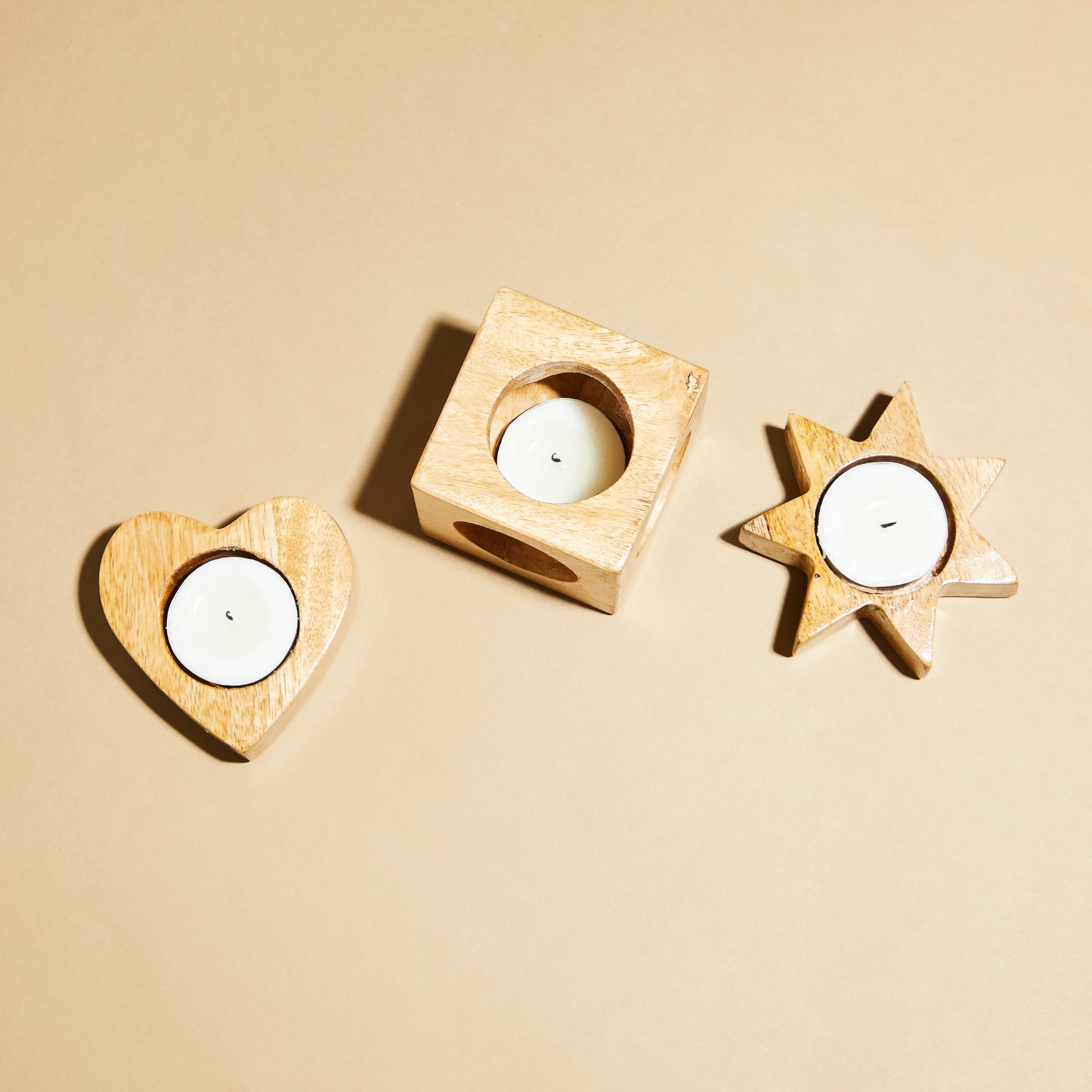 Wooden Tealight Holder (Set of Three)