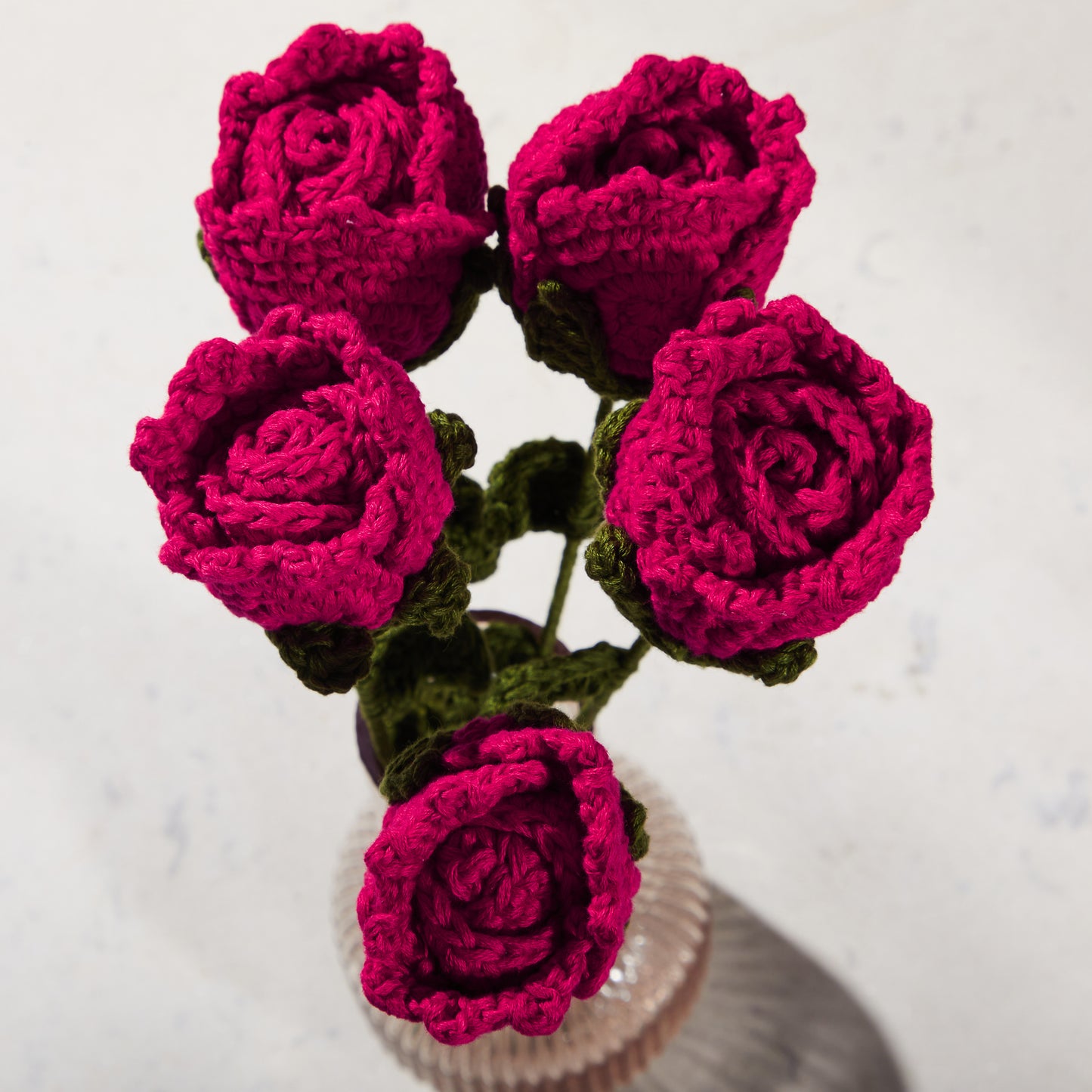 Crochet Pink Roses (Bunch of Six)