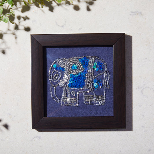 Zardozi Blue Elephant Coaster (Set of Two)