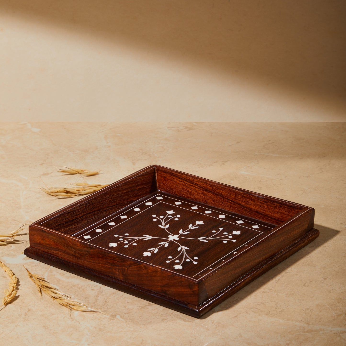 Wooden Inlay Square Organizer