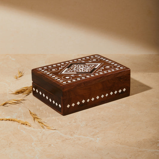 Wooden Inlay Rectangle Jewellery Box