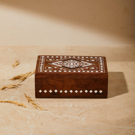 Wooden Inlay Rectangle Jewellery Box