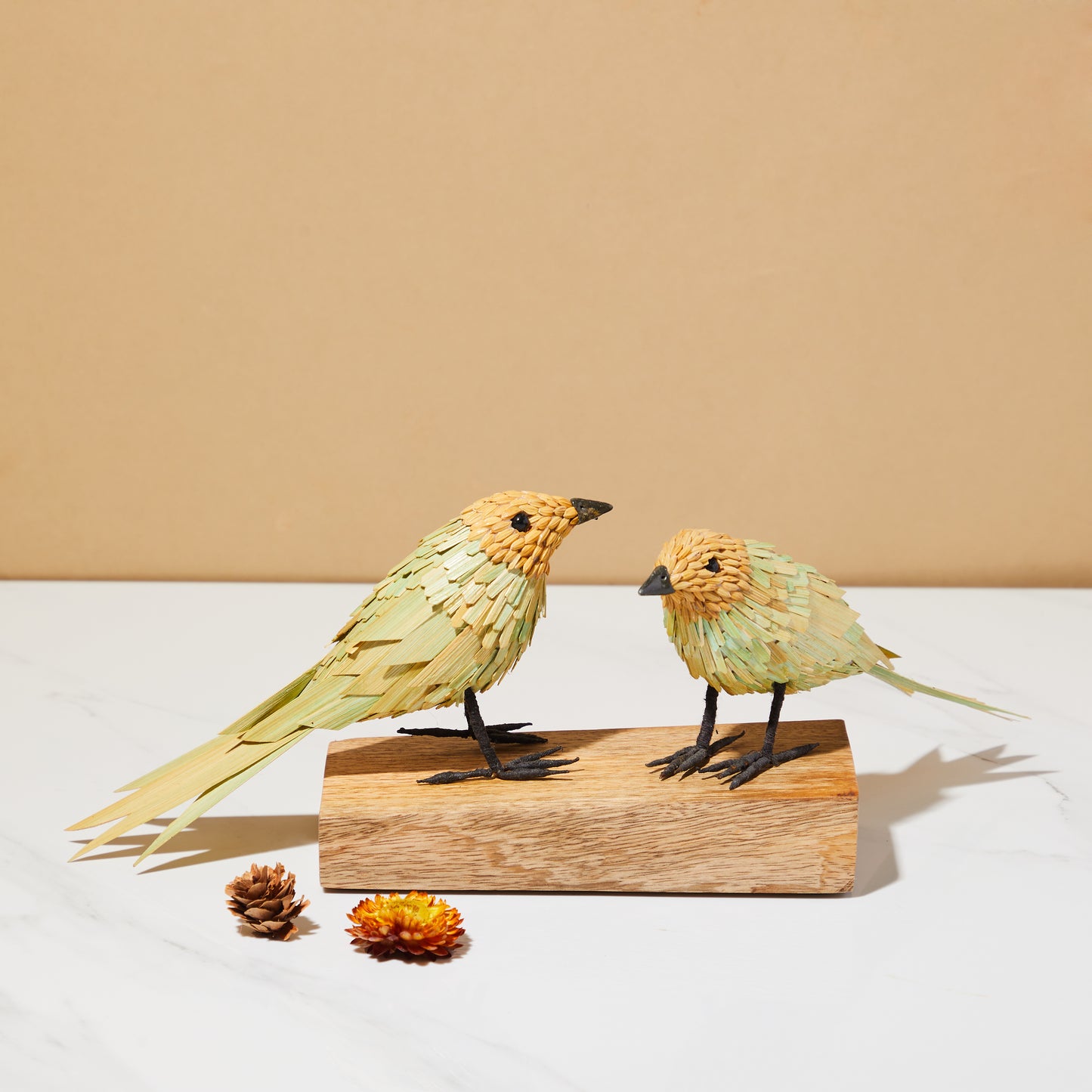 Bird - Bamboo Sculpture with Base (Set of Two)