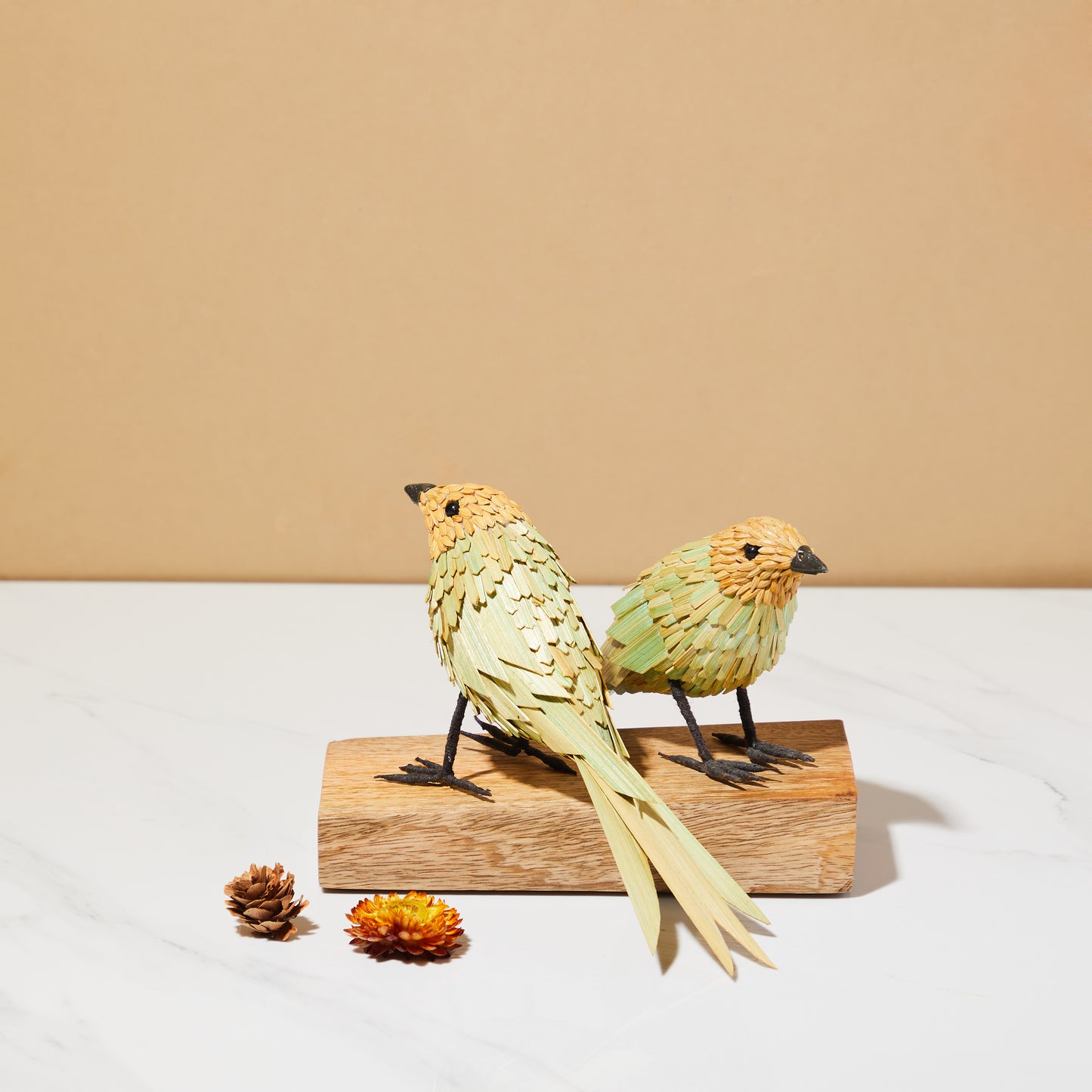 Bird - Bamboo Sculpture with Base (Set of Two)